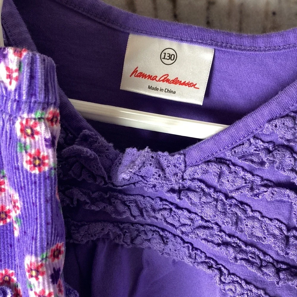 Hanna Anderson Purple floral cottagecore boho skirt /top for spring kids 8